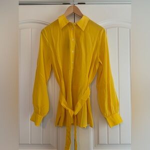 Boden NWT Women's Yellow 100% Silk Belted Shirt US‎ Size 10 UK Size 14